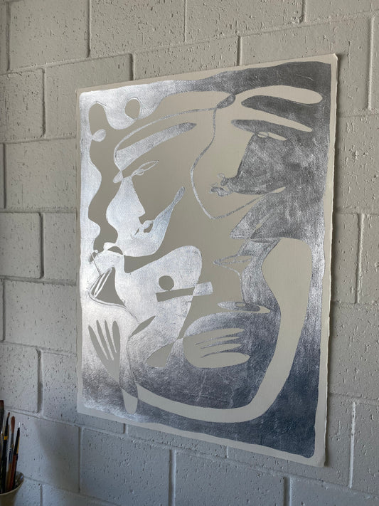 Sangria swizzle stick - Original Silver leaf on paper