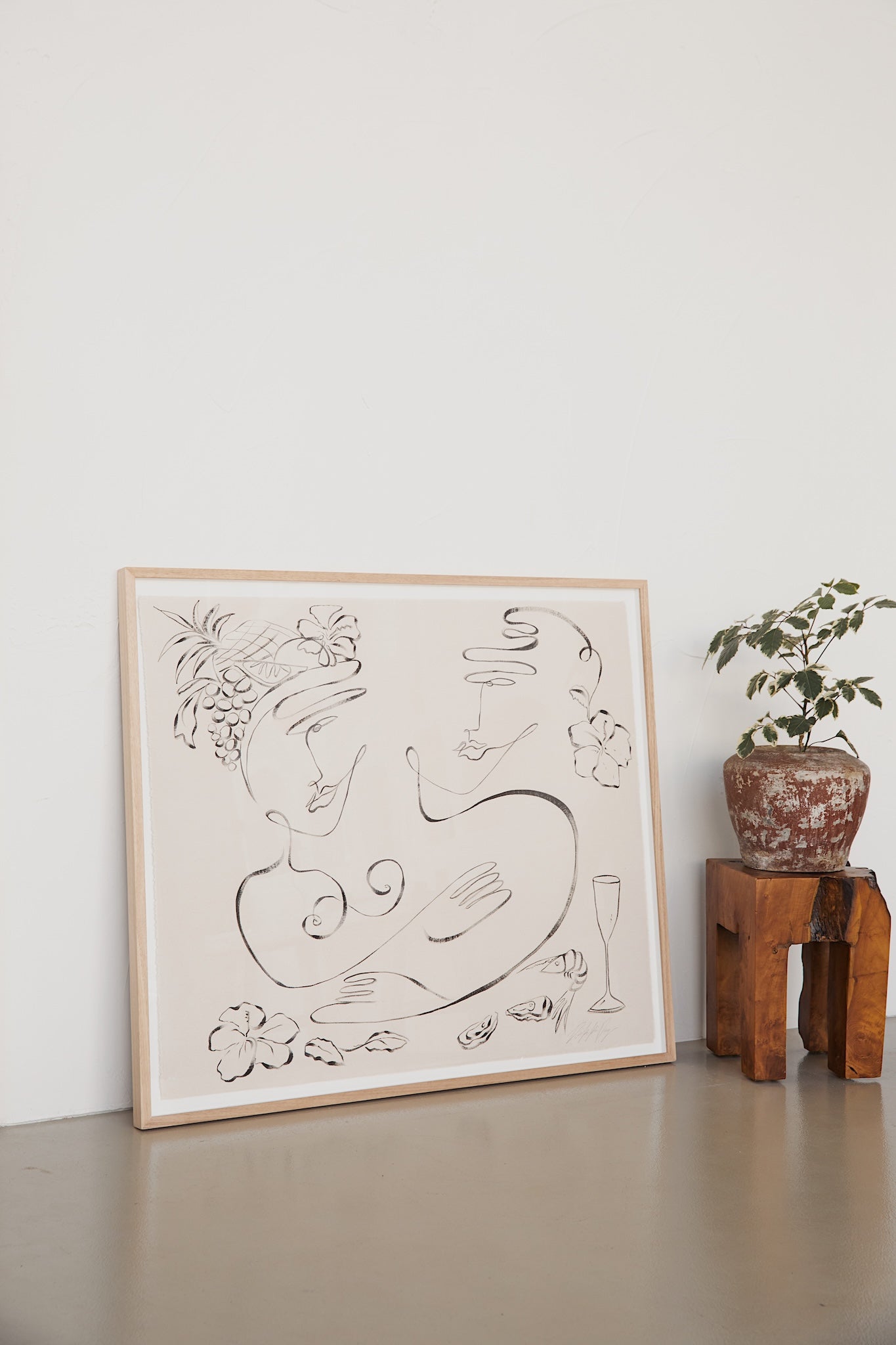 "Lets walk to watch the sunset with flowers behind our ears" Original 1120mm x 970mm