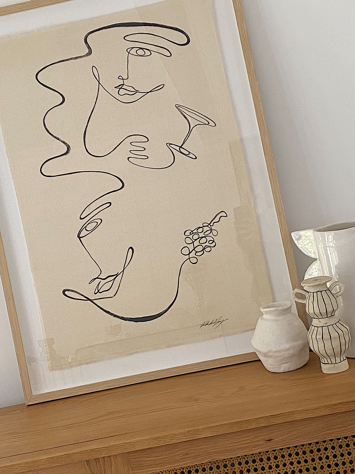 Bon - Original acrylic on raw edge cotton fabric. Framed. 750mm X 1070mm