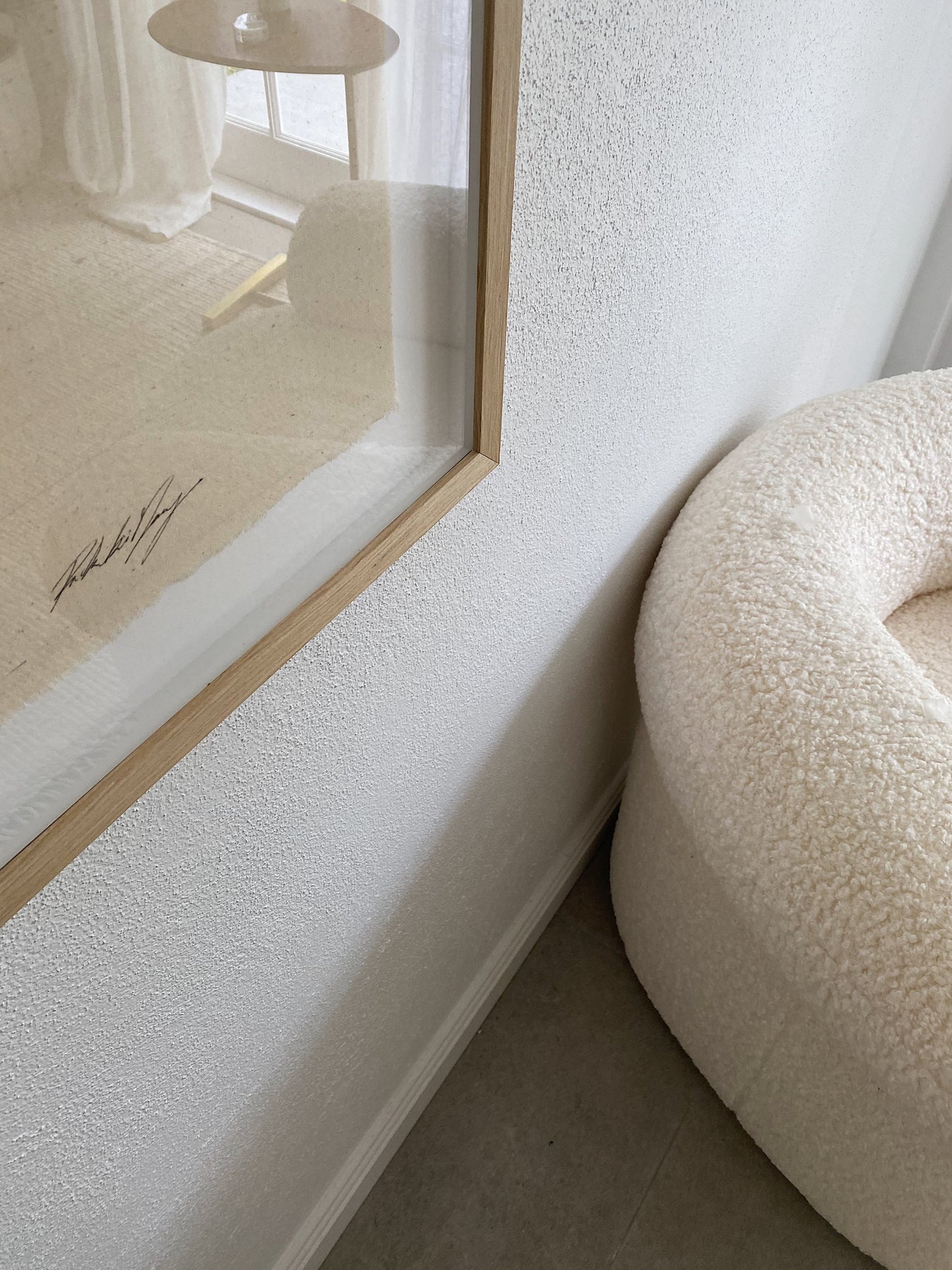 Bon - Original acrylic on raw edge cotton fabric. Framed. 750mm X 1070mm