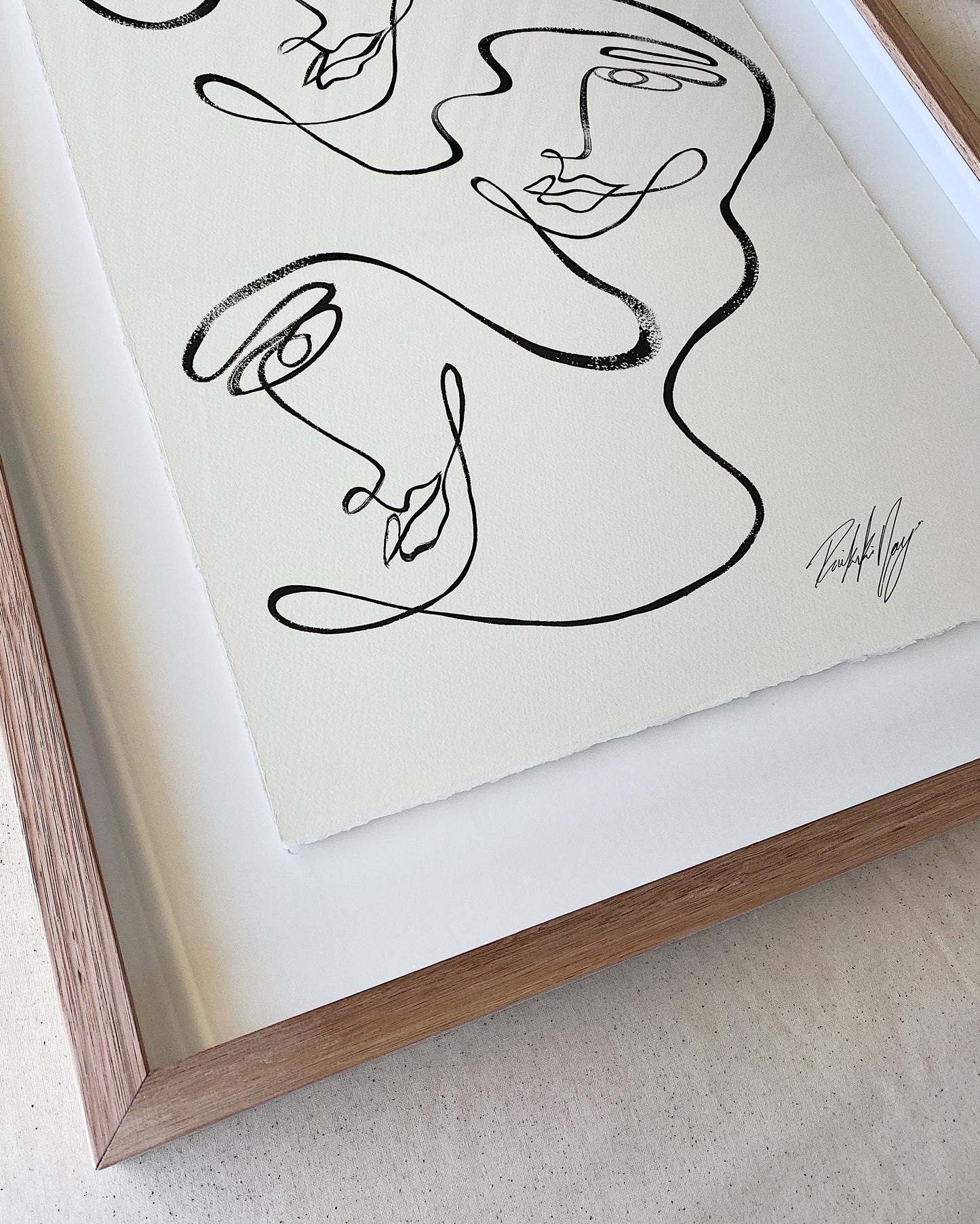 "Three of Us" - Original Acrylic on 300gsm Cold Pressed Paper, Framed in Tasmanian Oak. 520mm x 710mm