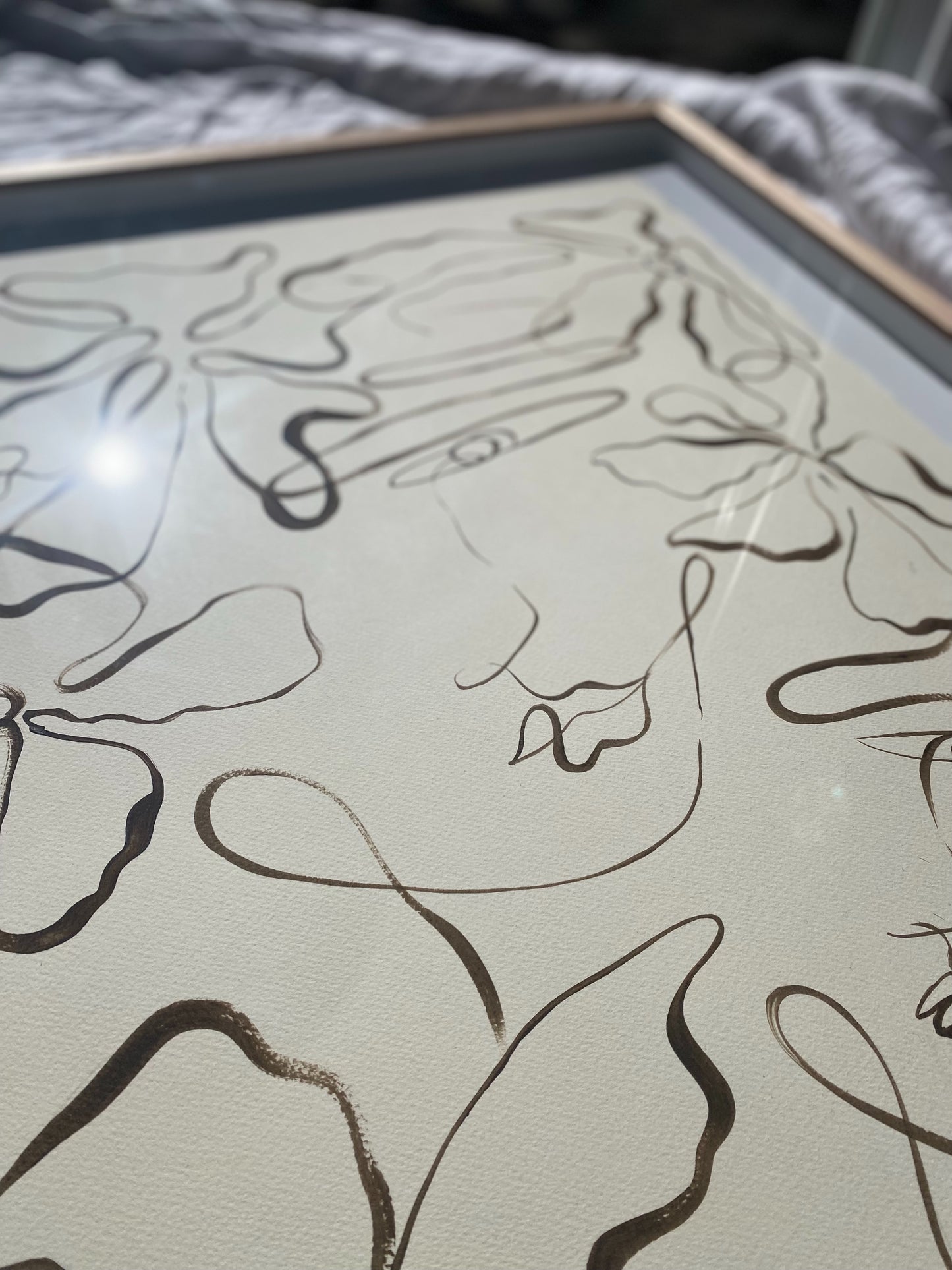 "All I can give you is the most beautiful thing I've ever seen" - Original Chocolate brown Acrylic on 300gsm Cold Pressed Paper, Framed in Tasmanian Oak. 710mm x 910mm