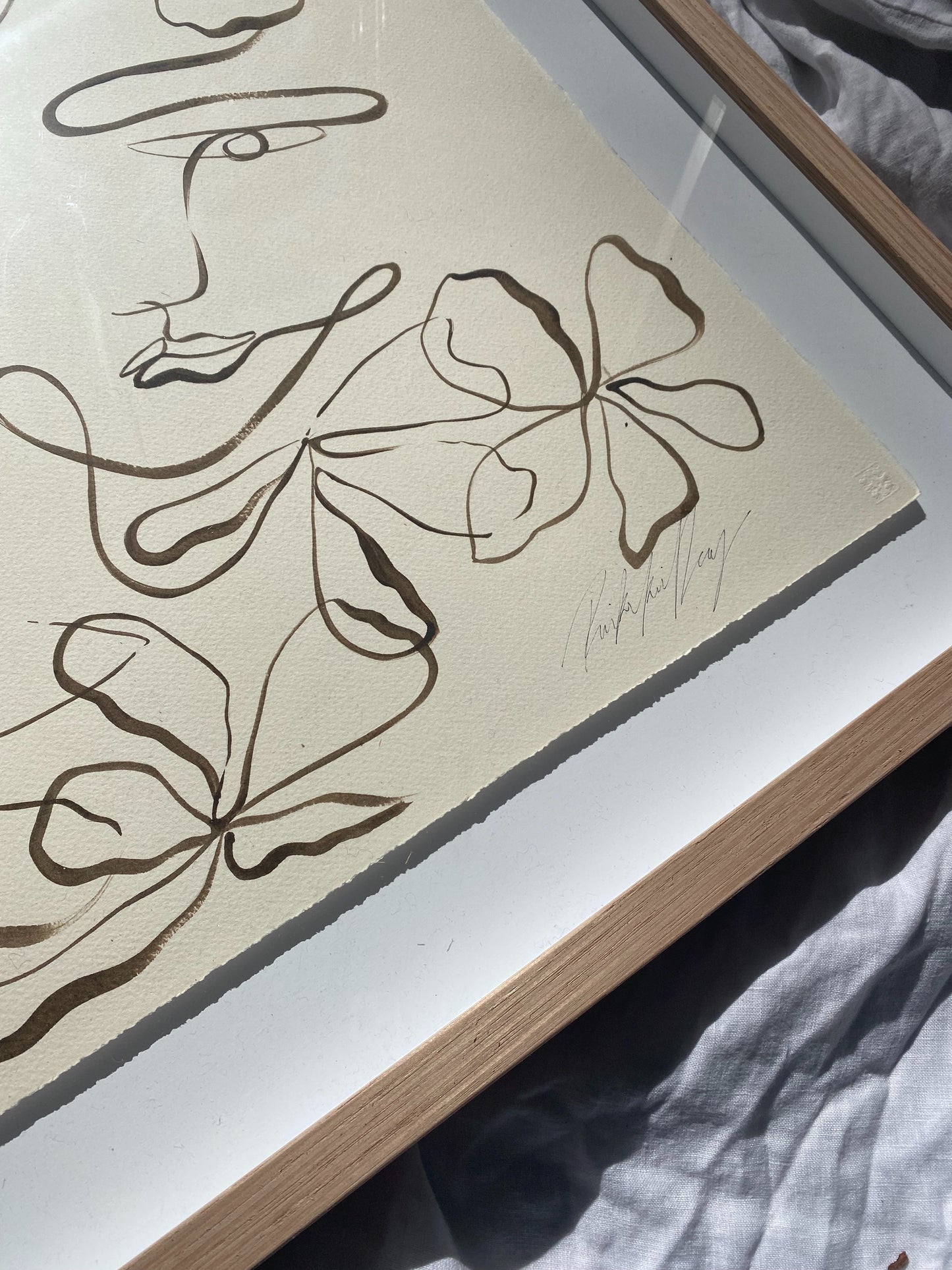 "All I can give you is the most beautiful thing I've ever seen" - Original Chocolate brown Acrylic on 300gsm Cold Pressed Paper, Framed in Tasmanian Oak. 710mm x 910mm