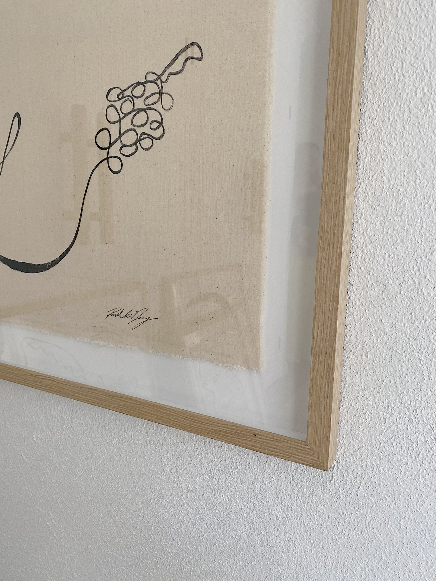 Bon - Original acrylic on raw edge cotton fabric. Framed. 750mm X 1070mm