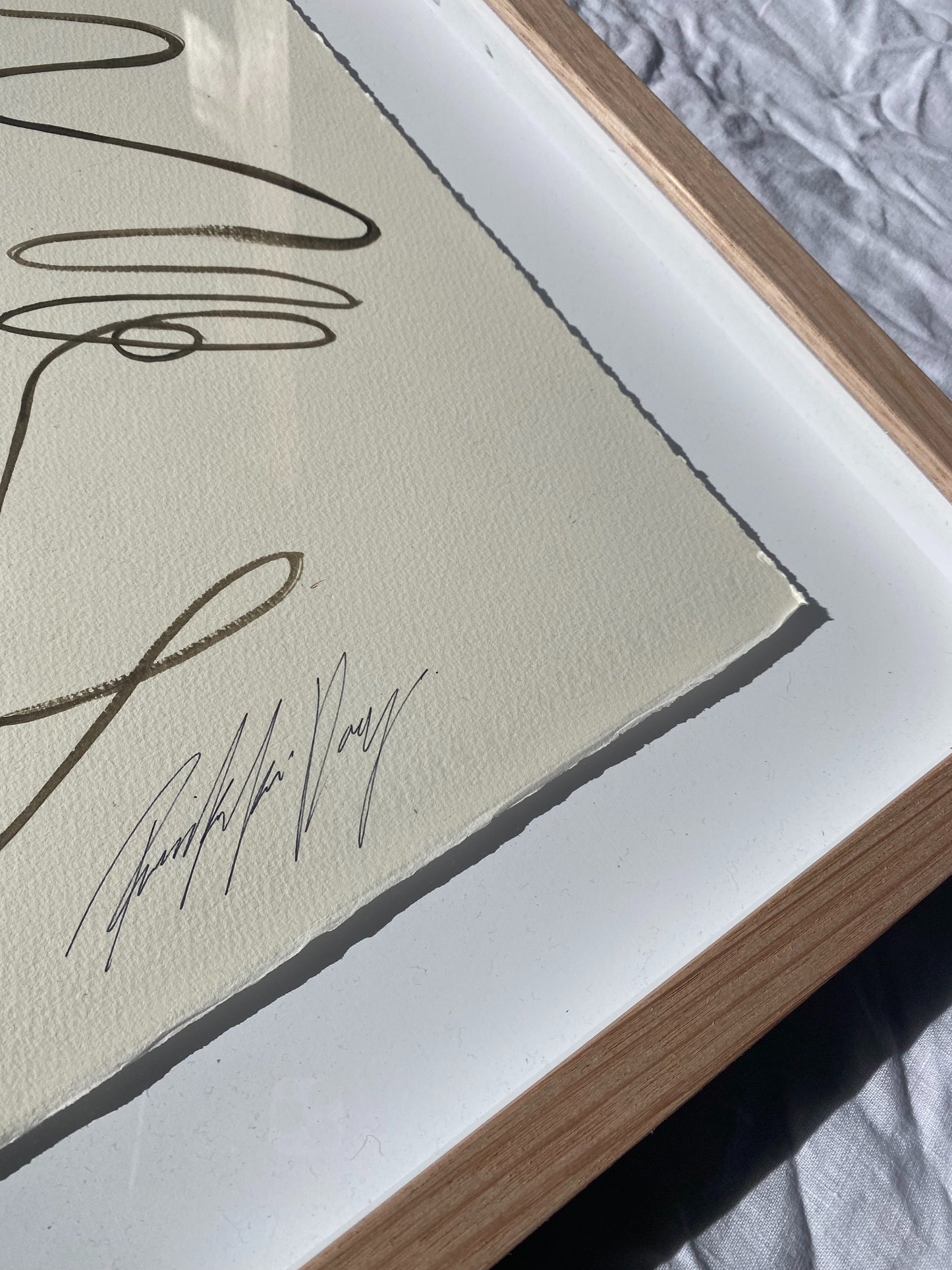 "Table of Plenty" - Original Chocolate brown line work on 300gsm cold pressed paper, framed in Tasmanian Oak. 910mm x 710mm