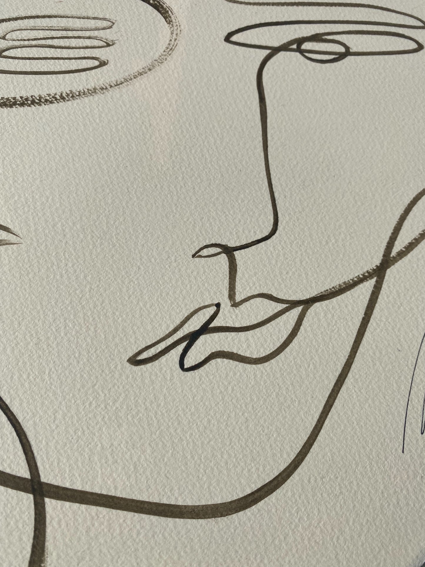 "Table of Plenty" - Original Chocolate brown line work on 300gsm cold pressed paper, framed in Tasmanian Oak. 910mm x 710mm