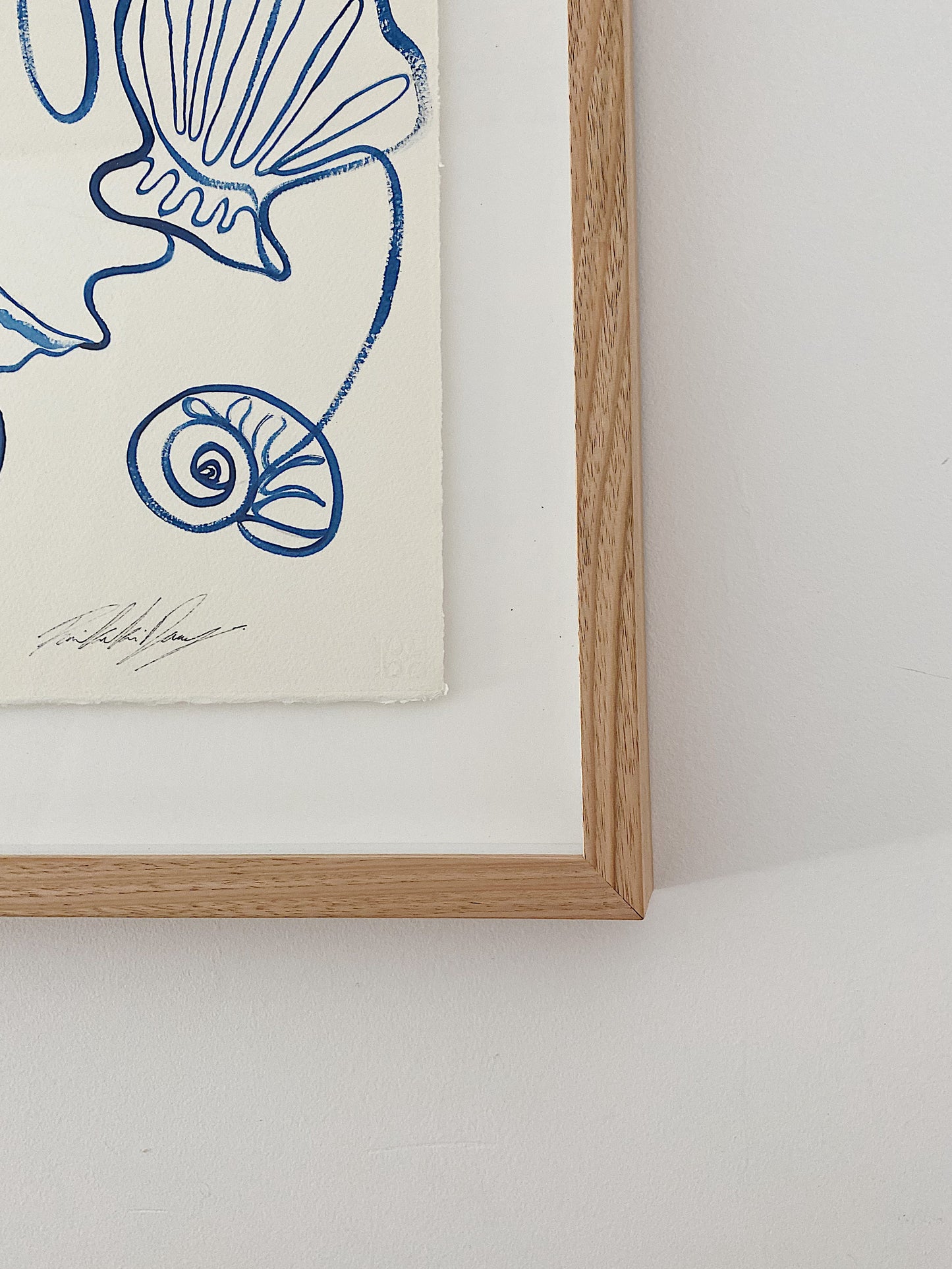 "Call me on my shell phone" - Original Acrylic on 300gsm Cold Pressed Paper, Framed in Tasmanian Oak. 530mm x 715mm