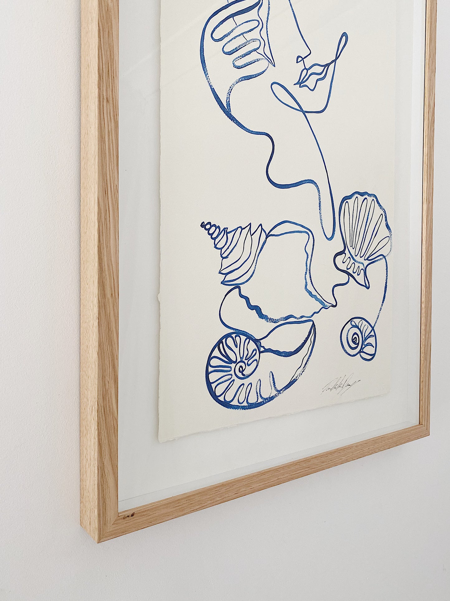"Call me on my shell phone" - Original Acrylic on 300gsm Cold Pressed Paper, Framed in Tasmanian Oak. 530mm x 715mm