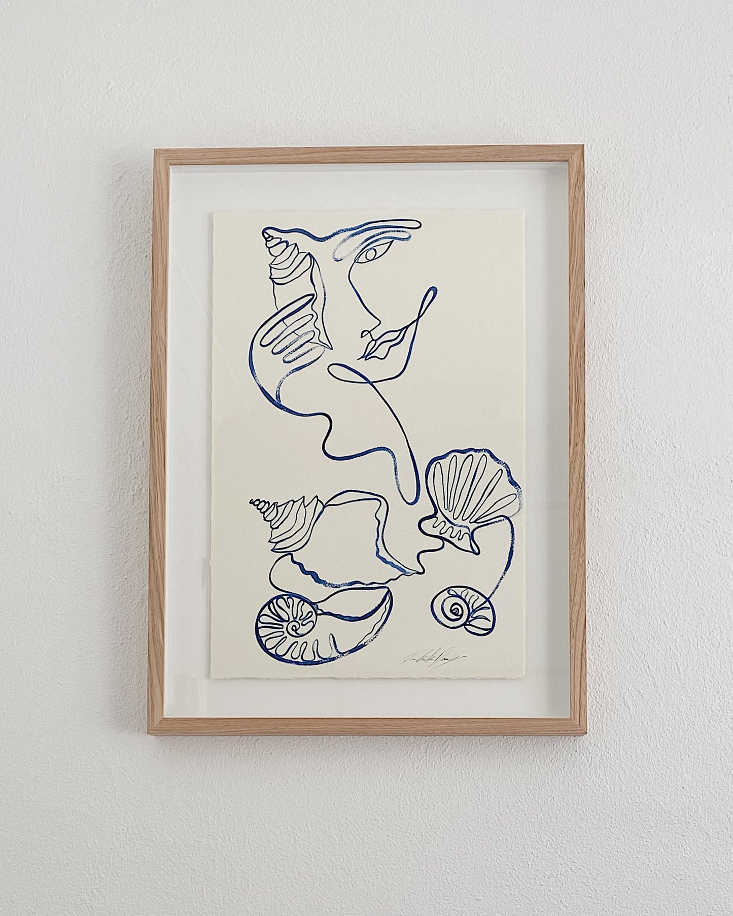 "Call me on my shell phone" - Original Acrylic on 300gsm Cold Pressed Paper, Framed in Tasmanian Oak. 530mm x 715mm