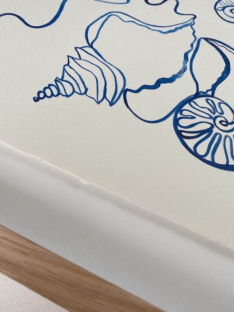 "Call me on my shell phone" - Original Acrylic on 300gsm Cold Pressed Paper, Framed in Tasmanian Oak. 530mm x 715mm