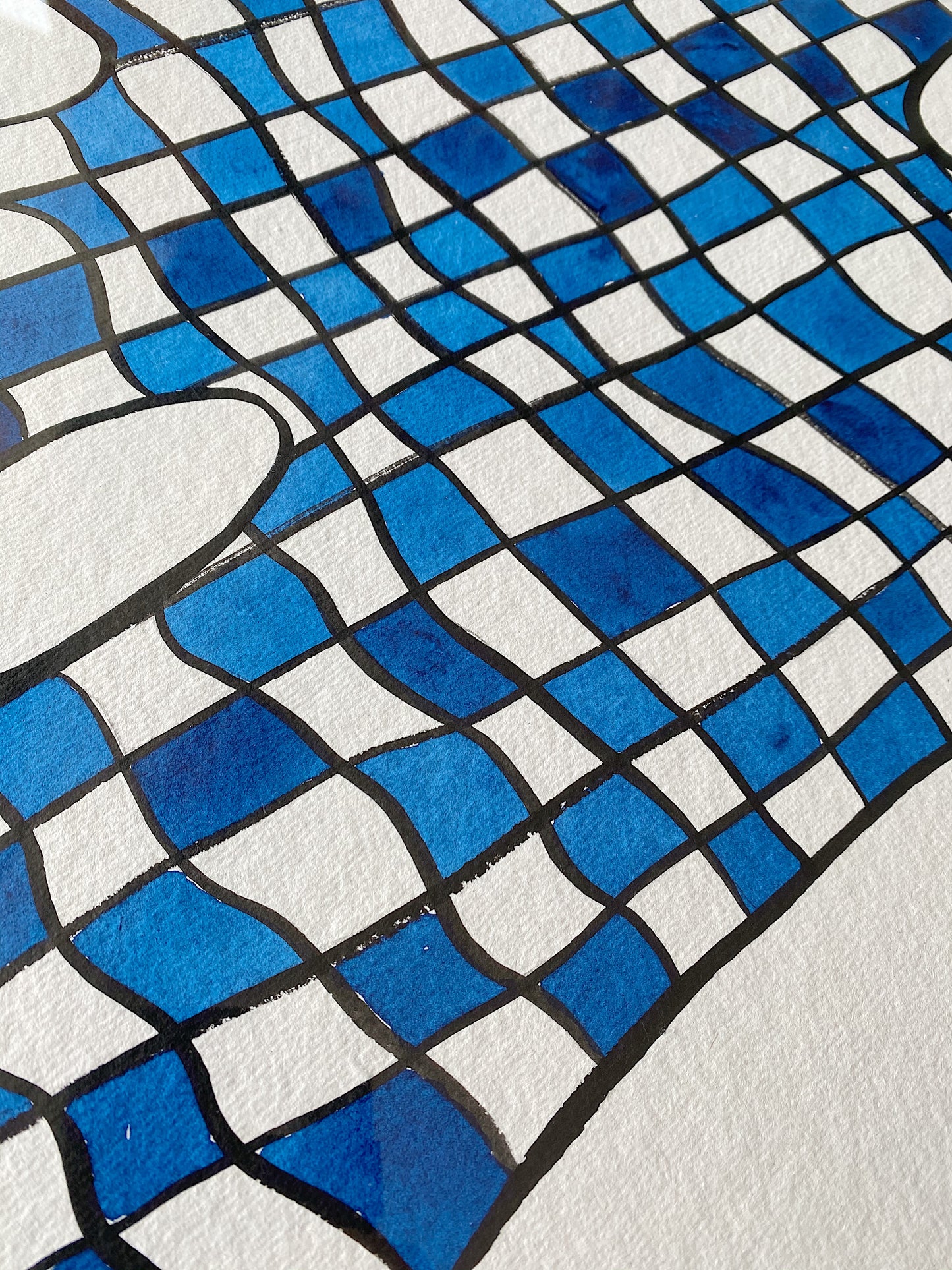 "Checkers" - Original Acrylic on Indian hand-pressed Khadi Paper, Framed in Tasmanian Oak. 710mm x 900mm
