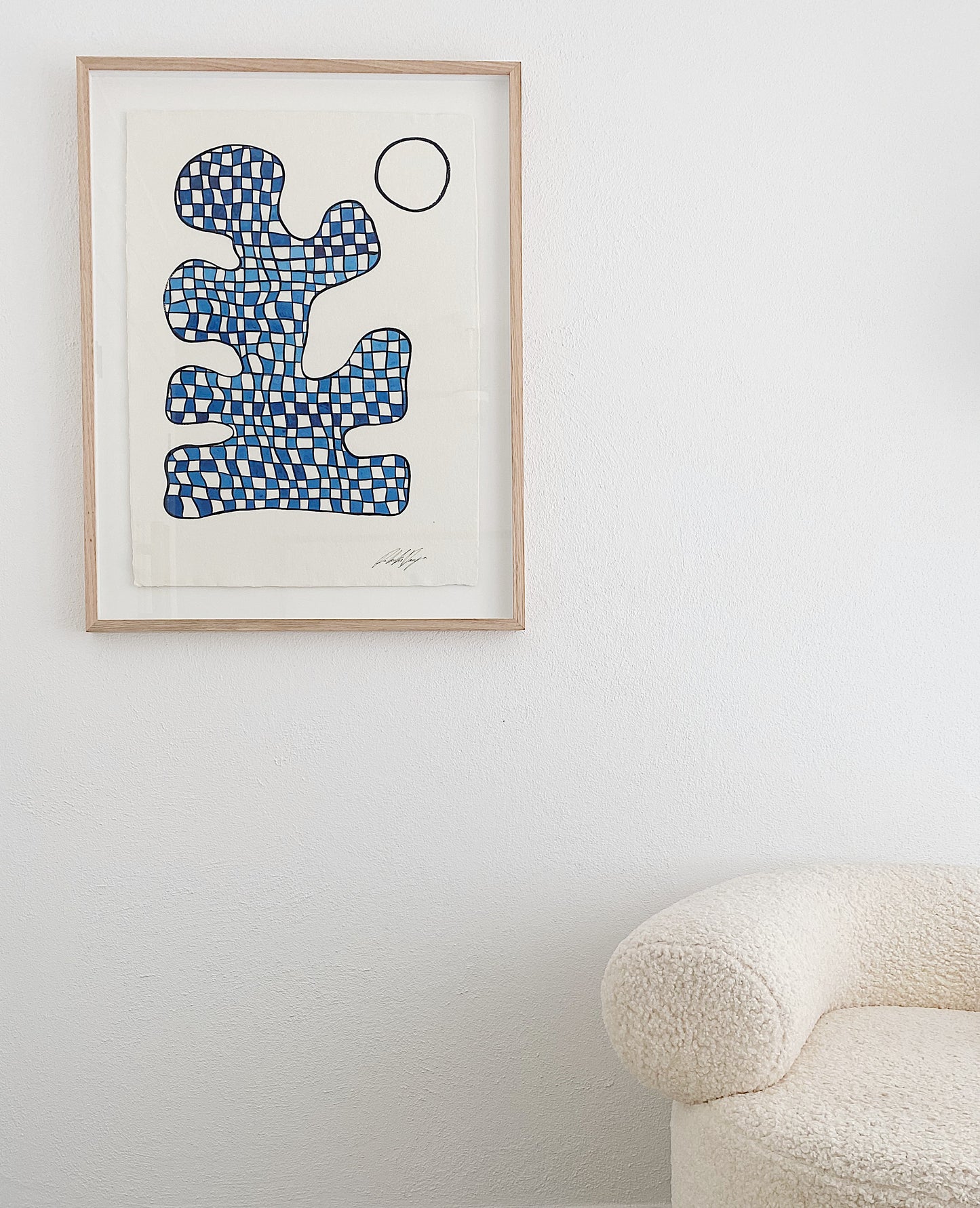 "Checkers" - Original Acrylic on Indian hand-pressed Khadi Paper, Framed in Tasmanian Oak. 710mm x 900mm