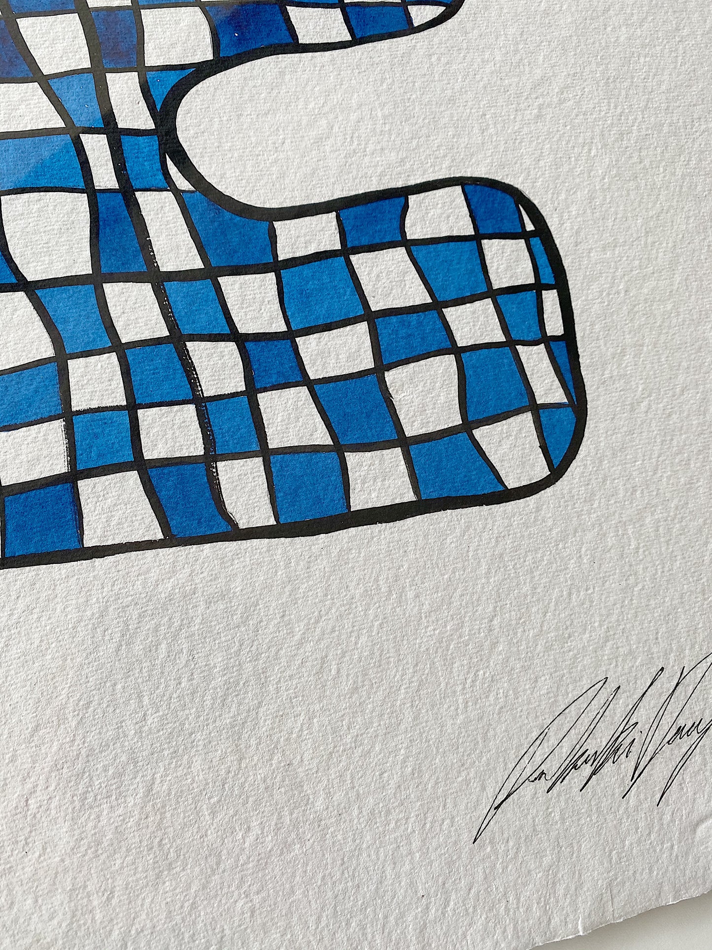"Checkers" - Original Acrylic on Indian hand-pressed Khadi Paper, Framed in Tasmanian Oak. 710mm x 900mm