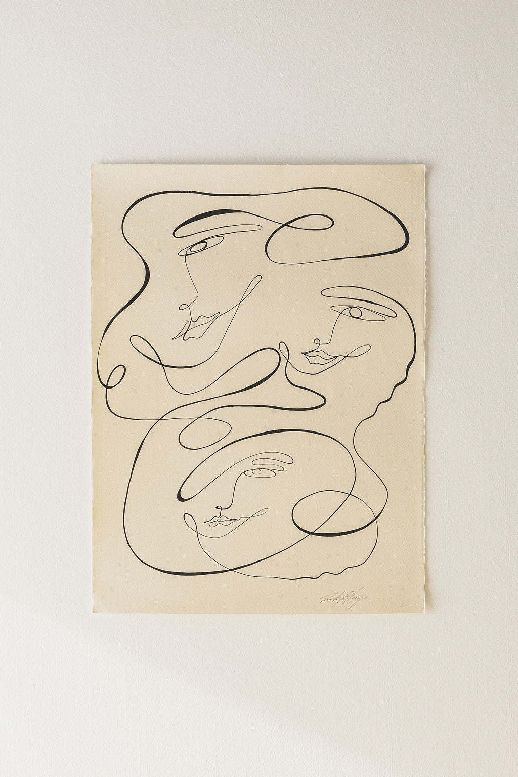 Complete - Black ink continuous line on watercolour deckle edge 300gsm paper..