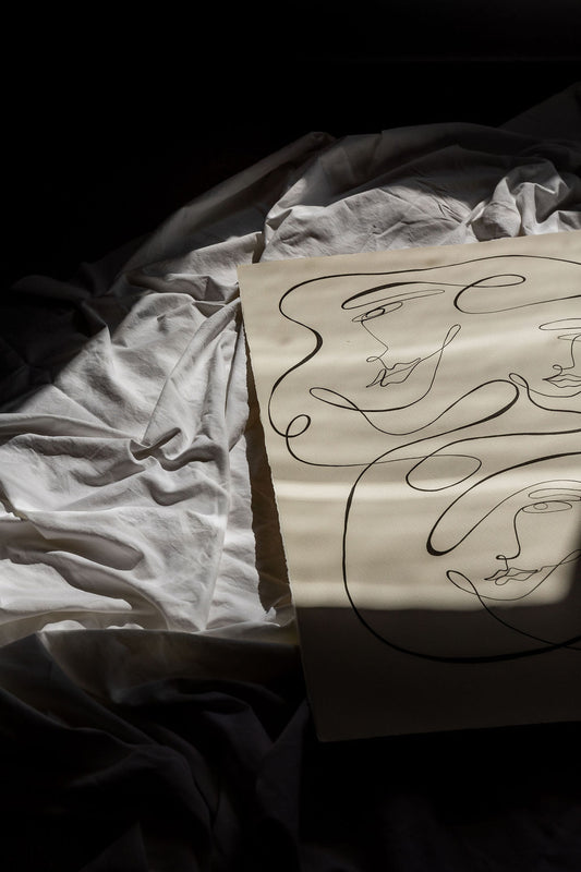 Complete - Black ink continuous line on watercolour deckle edge 300gsm paper..