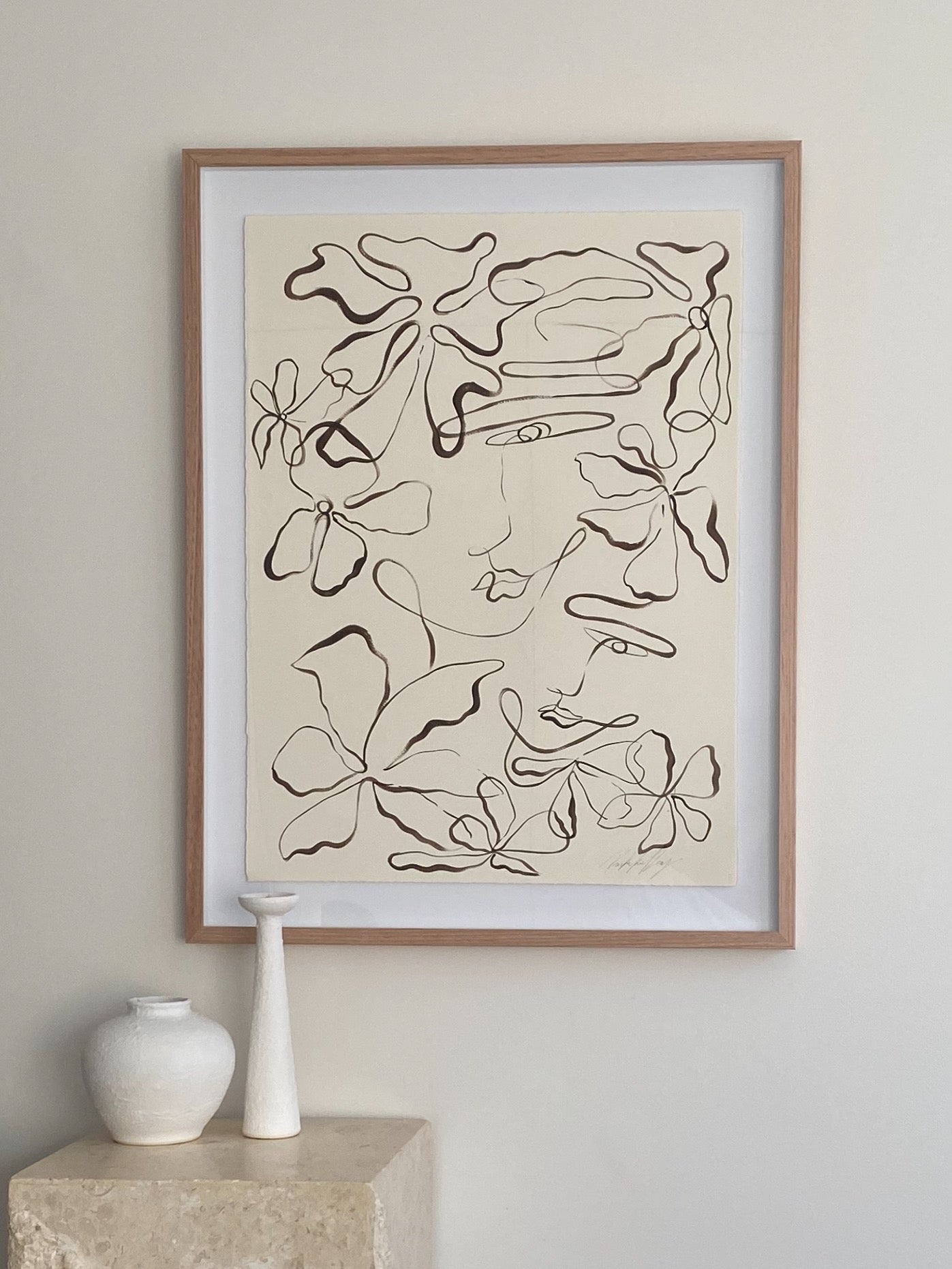 "All I can give you is the most beautiful thing I've ever seen" - Original Chocolate brown Acrylic on 300gsm Cold Pressed Paper, Framed in Tasmanian Oak. 710mm x 910mm