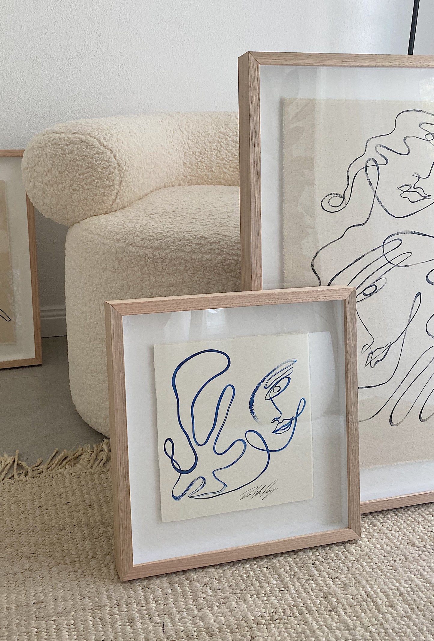 "Fluid" - Original Acrylic on 300gsm Cold Pressed Paper, Framed in Tasmanian Oak. 400mm x 410mm