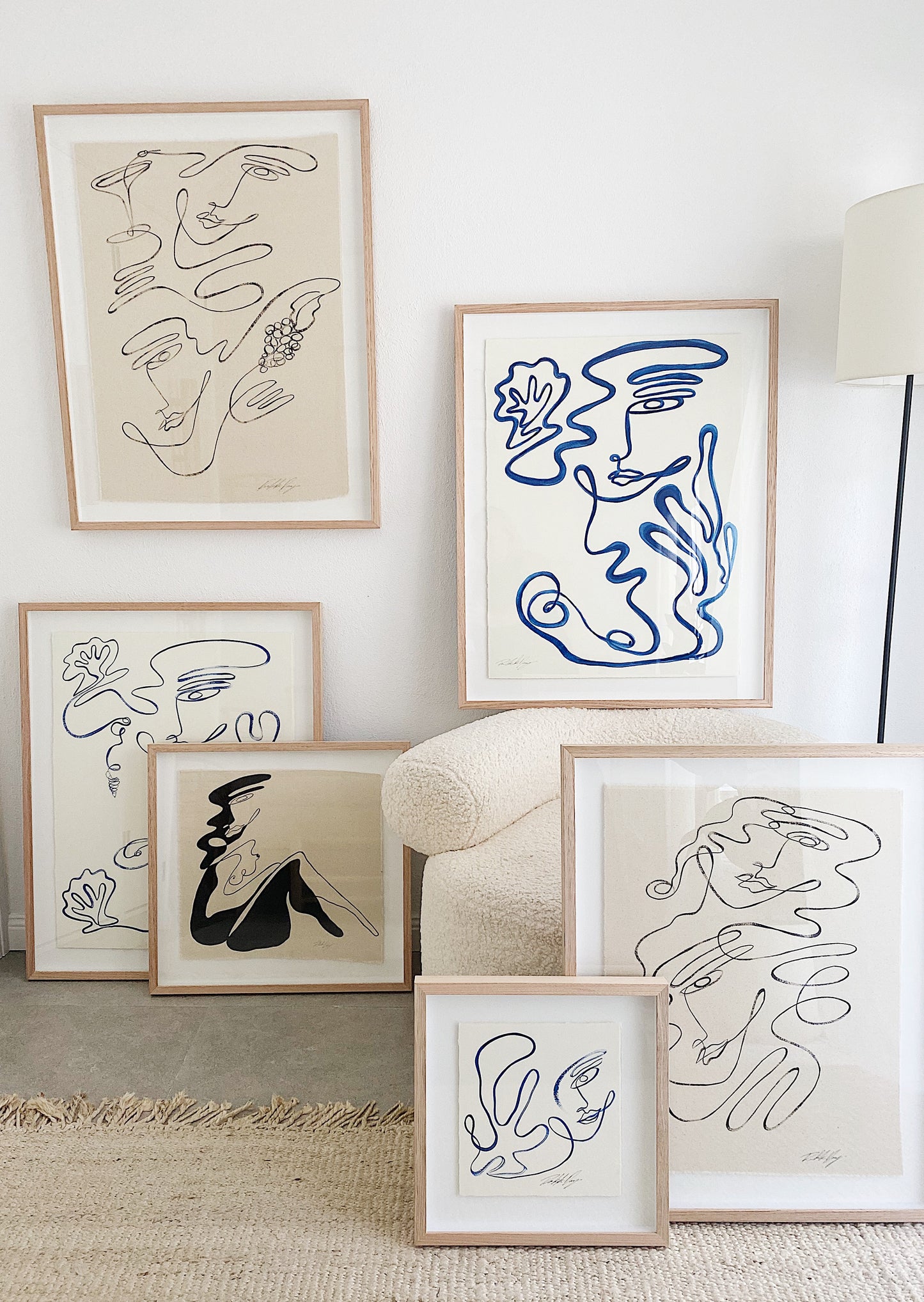 "Fluid" - Original Acrylic on 300gsm Cold Pressed Paper, Framed in Tasmanian Oak. 400mm x 410mm