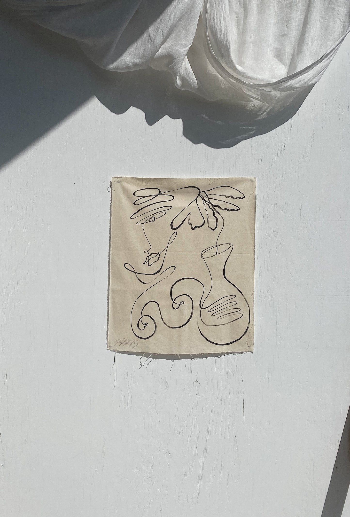 For you darling ( She said to the mirror with a smile.) - Acrylic on raw edged cotton. Unframed or framed in Tasmanian Oak.