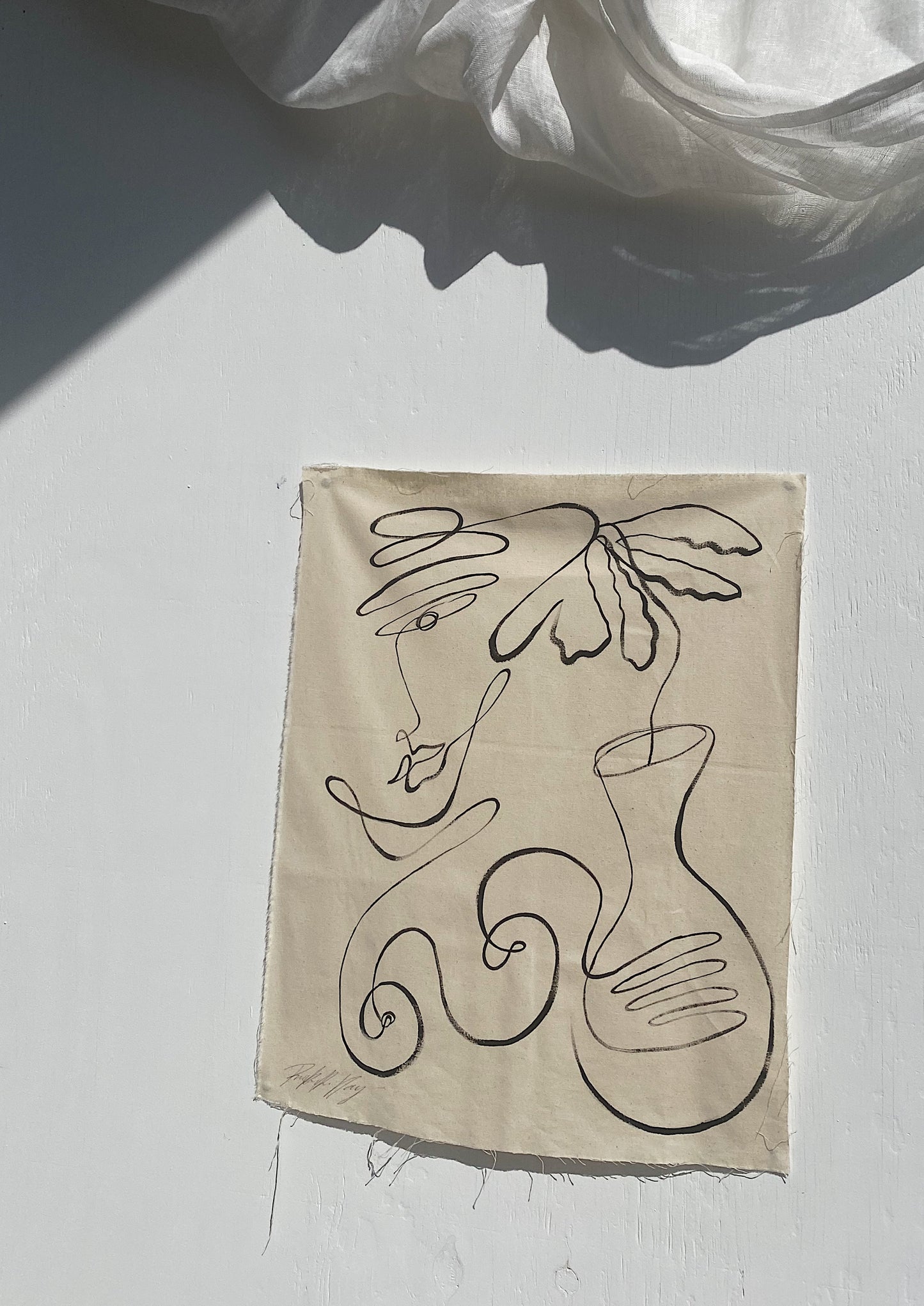 For you darling ( She said to the mirror with a smile.) - Acrylic on raw edged cotton. Unframed or framed in Tasmanian Oak.