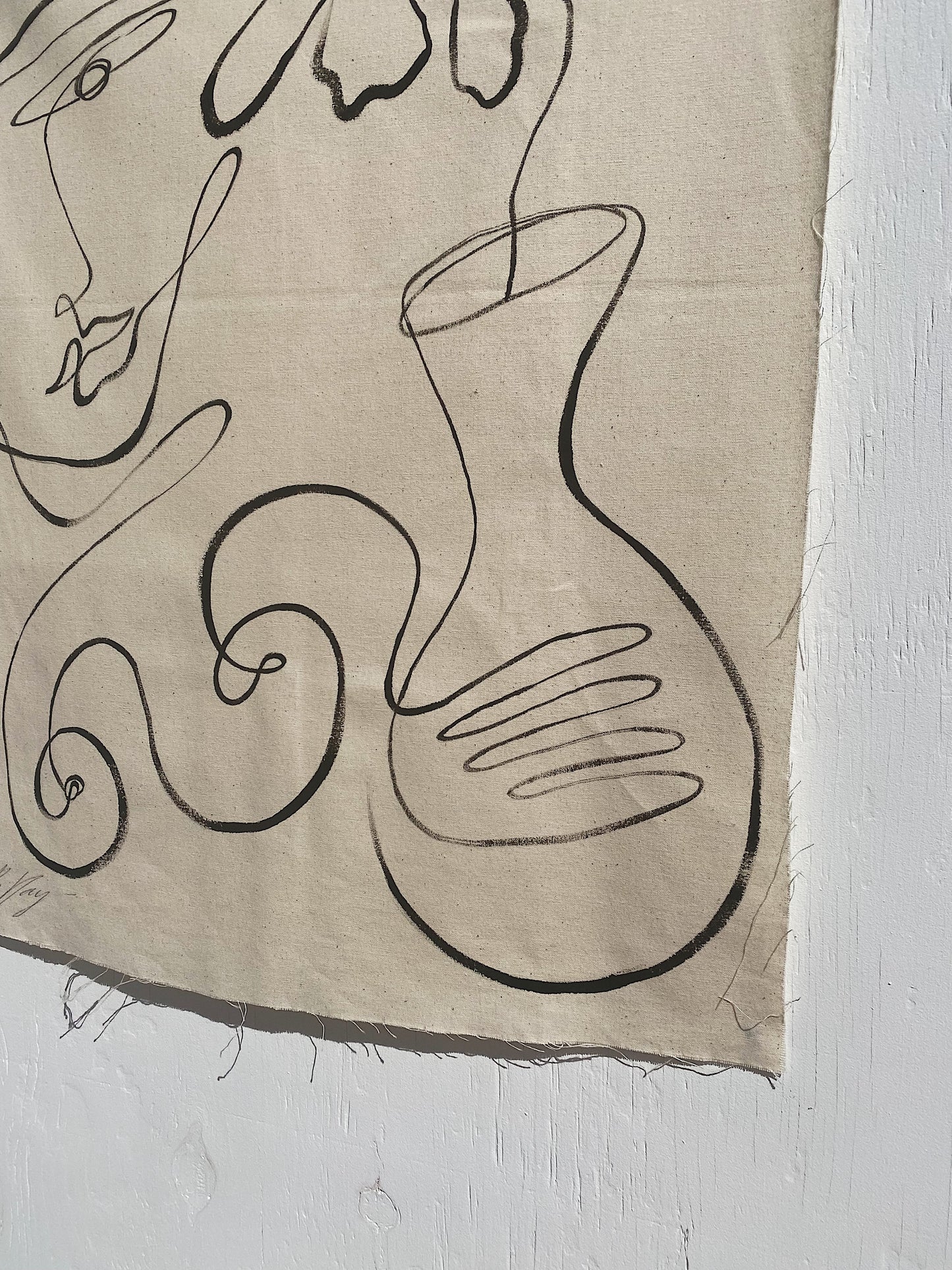 For you darling ( She said to the mirror with a smile.) - Acrylic on raw edged cotton. Unframed or framed in Tasmanian Oak.