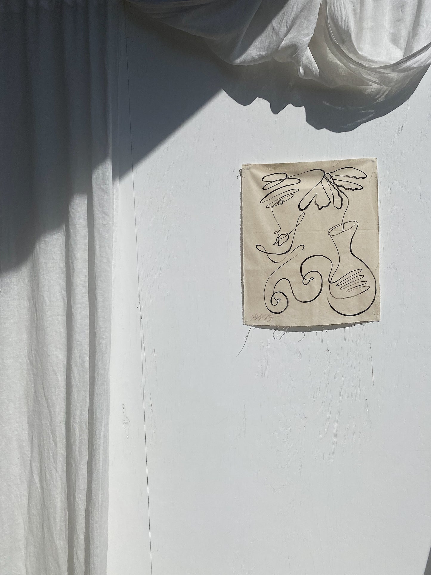 For you darling ( She said to the mirror with a smile.) - Acrylic on raw edged cotton. Unframed or framed in Tasmanian Oak.