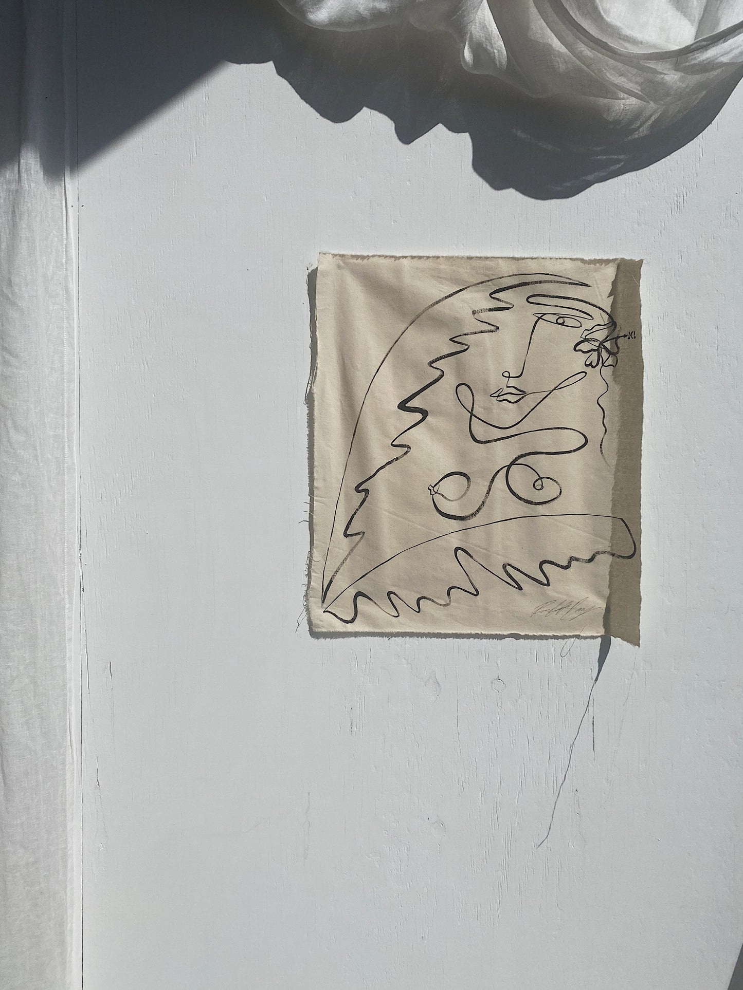 Meet you on the island- Acrylic on raw edged cotton. Unframed or framed in Tasmanian Oak.