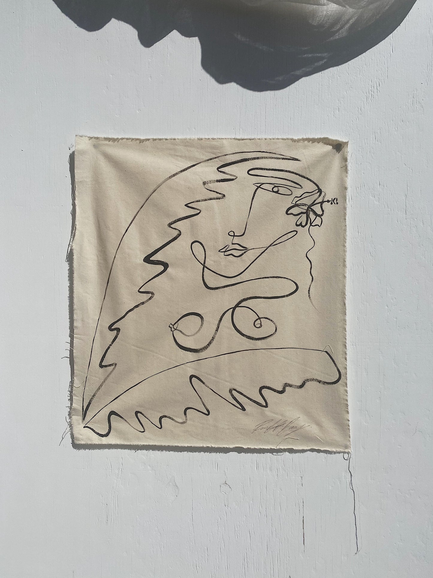 Meet you on the island- Acrylic on raw edged cotton. Unframed or framed in Tasmanian Oak.