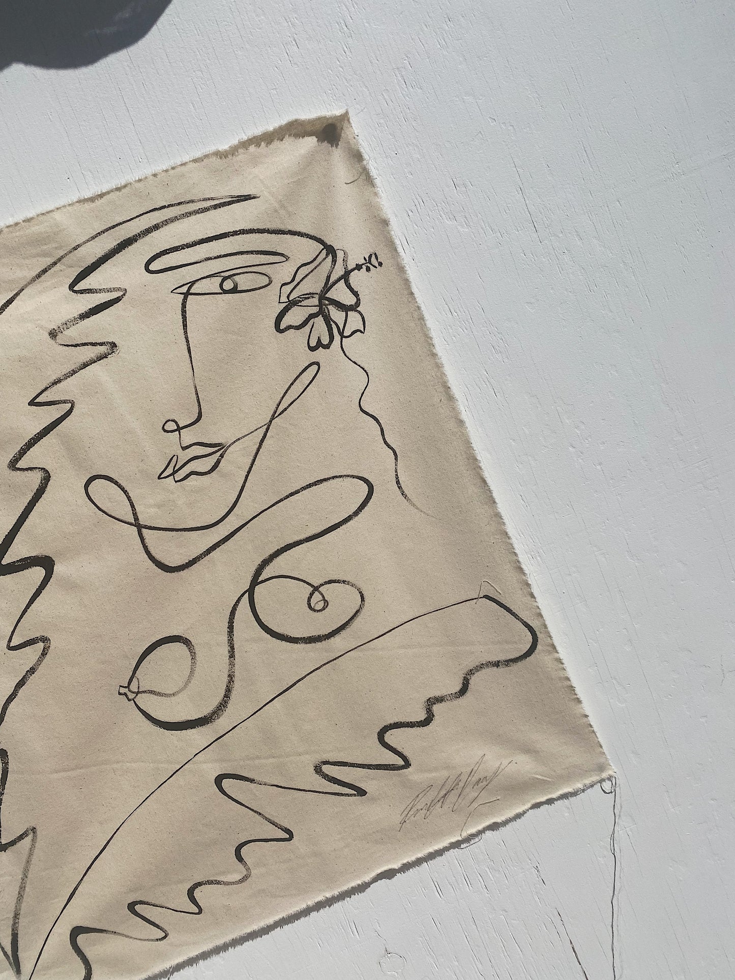 Meet you on the island- Acrylic on raw edged cotton. Unframed or framed in Tasmanian Oak.