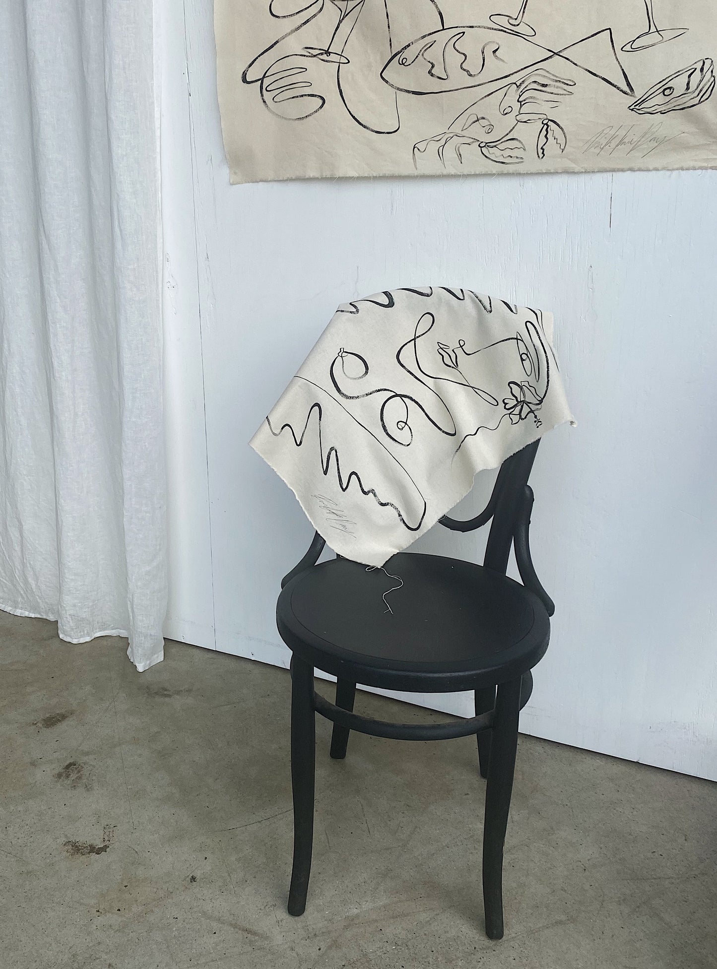 Meet you on the island- Acrylic on raw edged cotton. Unframed or framed in Tasmanian Oak.