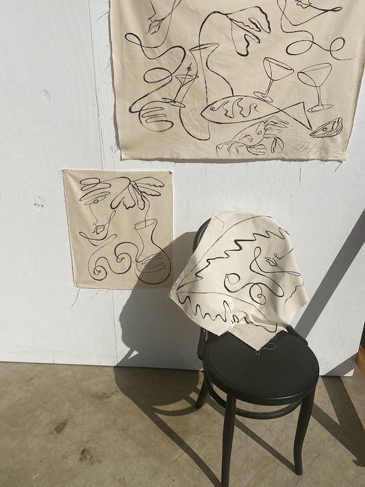 For you darling ( She said to the mirror with a smile.) - Acrylic on raw edged cotton. Unframed or framed in Tasmanian Oak.