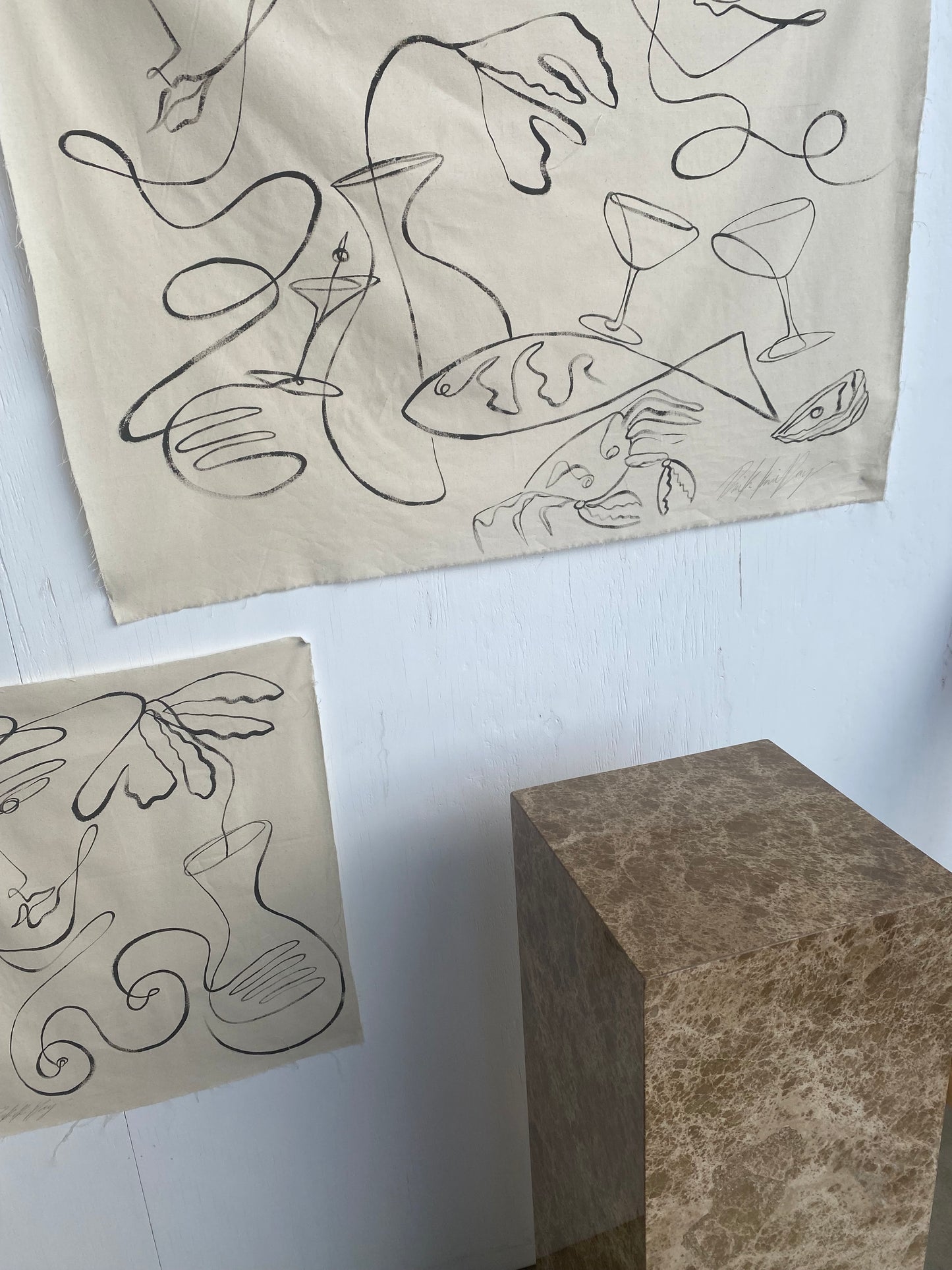 For you darling ( She said to the mirror with a smile.) - Acrylic on raw edged cotton. Unframed or framed in Tasmanian Oak.