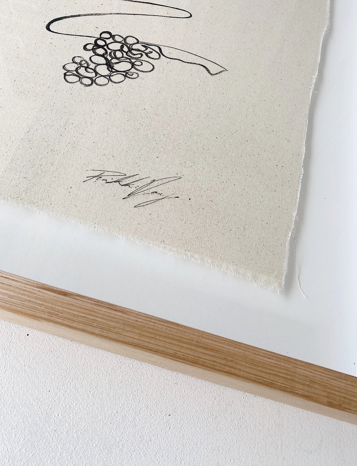 Down a cobblestone street. - Acrylic on raw edged cotton. Framed in Tasmanian Oak.