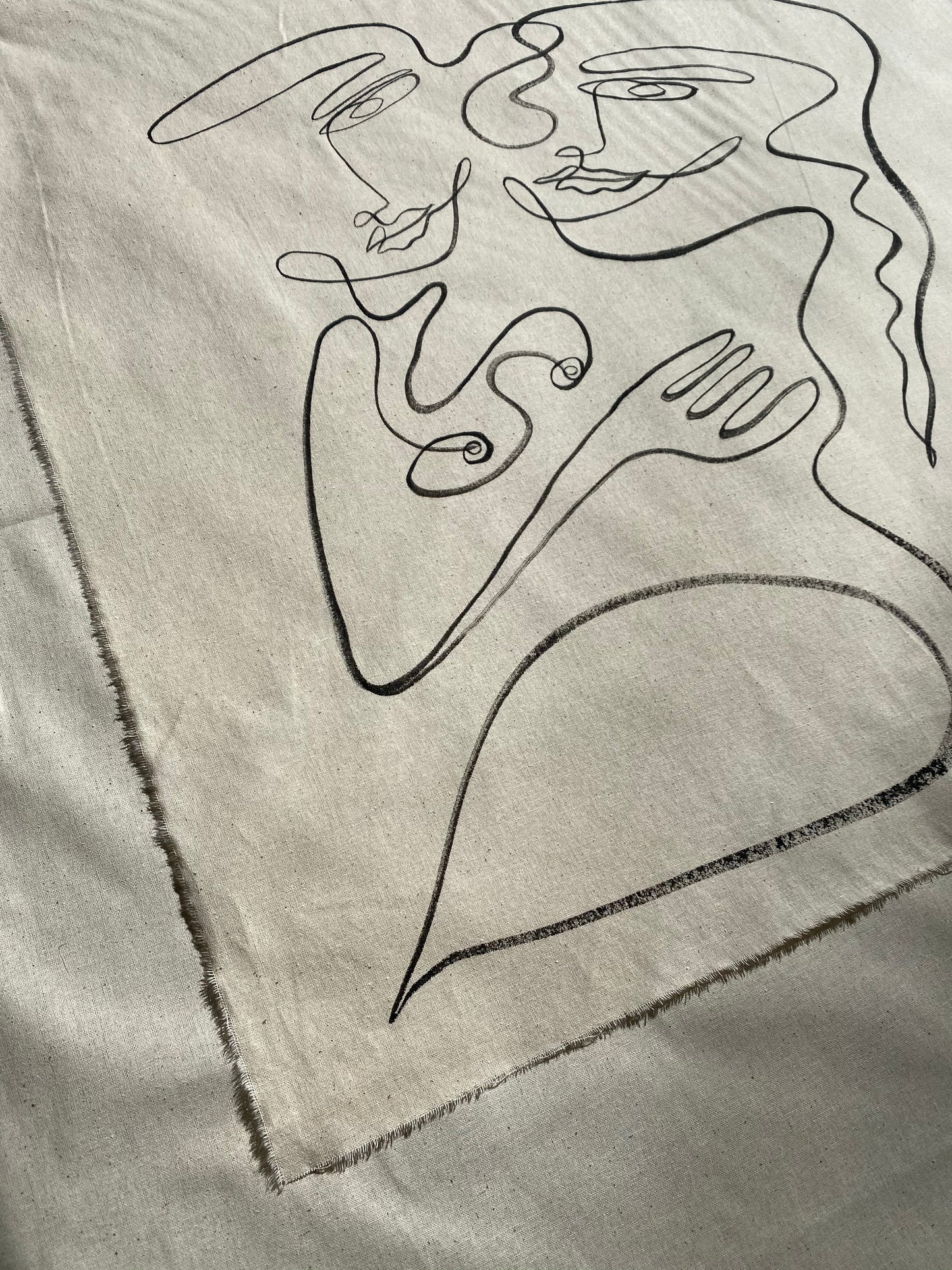 Same love - Acrylic on raw edge cotton fabric. Unframed.