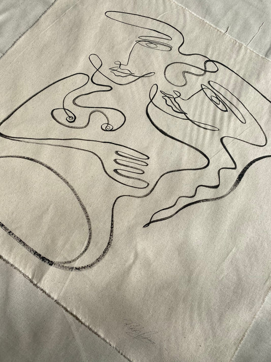 Same love - Acrylic on raw edge cotton fabric. Unframed.