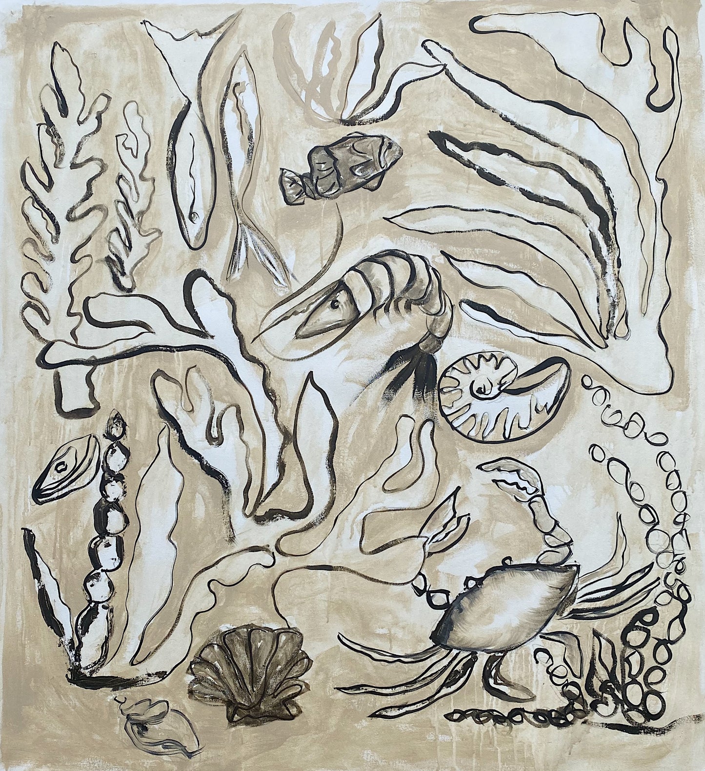 Homage to The Ocean - Acrylic on canvas. Framed in Tasmanian Oak.