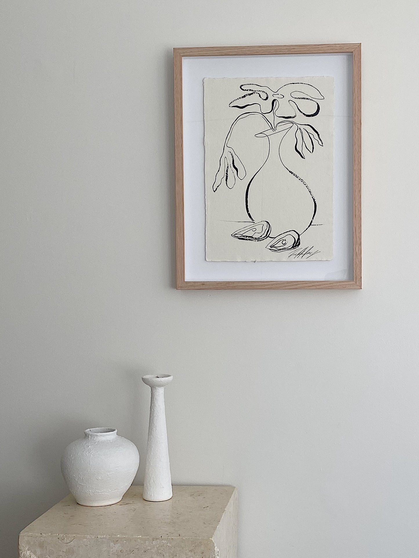 "In Bloom" - Original black acrylic on Khadi paper, framed in Tasmanian Oak. 560mm x 430mm