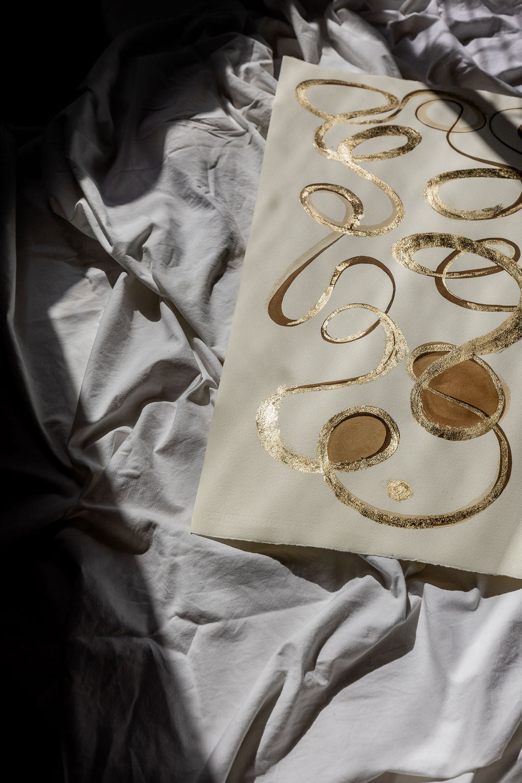 Kiyomizudera - Gold leaf + Sepia ink continuous line on soft hand pressed paper.