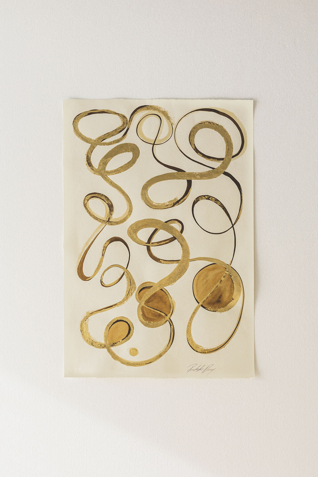 Kiyomizudera - Gold leaf + Sepia ink continuous line on soft hand pressed paper.