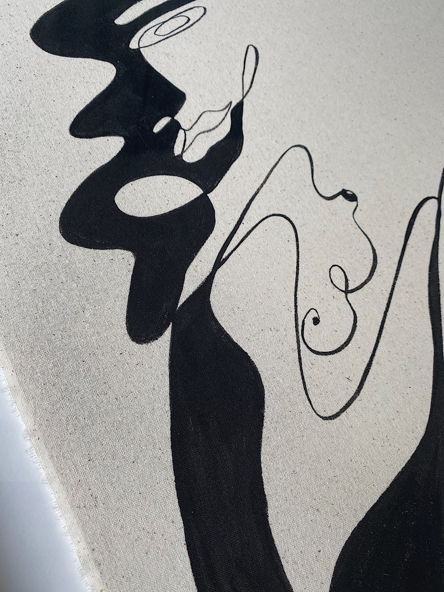 "Leader" - Original Acrylic on cotton raw edged fabric, Framed in Tasmanian Oak. 610mm x 590mm