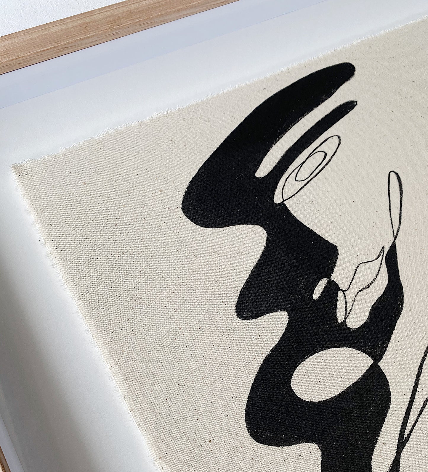 "Leader" - Original Acrylic on cotton raw edged fabric, Framed in Tasmanian Oak. 610mm x 590mm