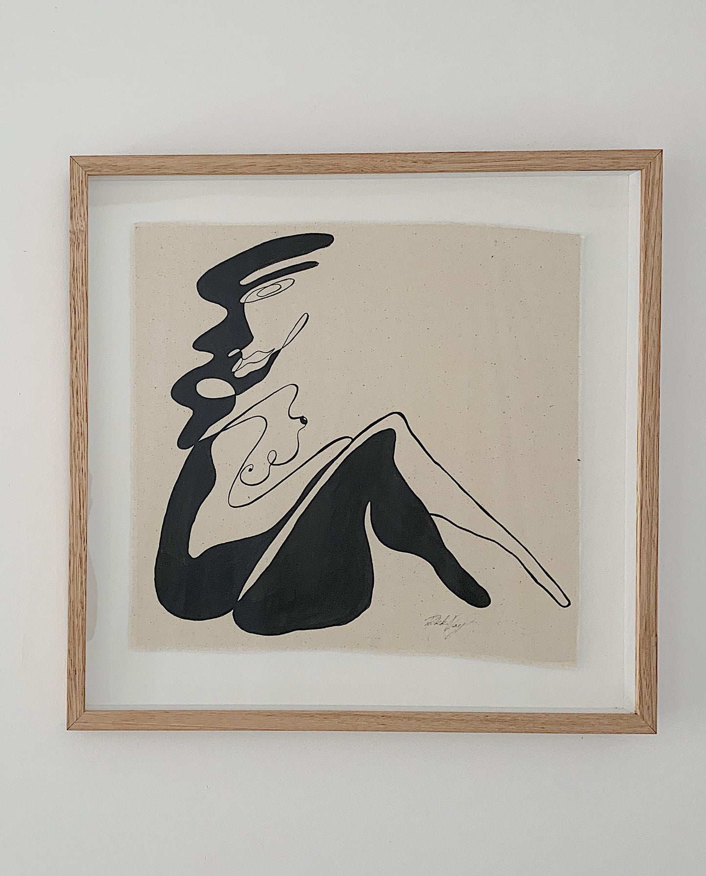 "Leader" - Original Acrylic on cotton raw edged fabric, Framed in Tasmanian Oak. 610mm x 590mm