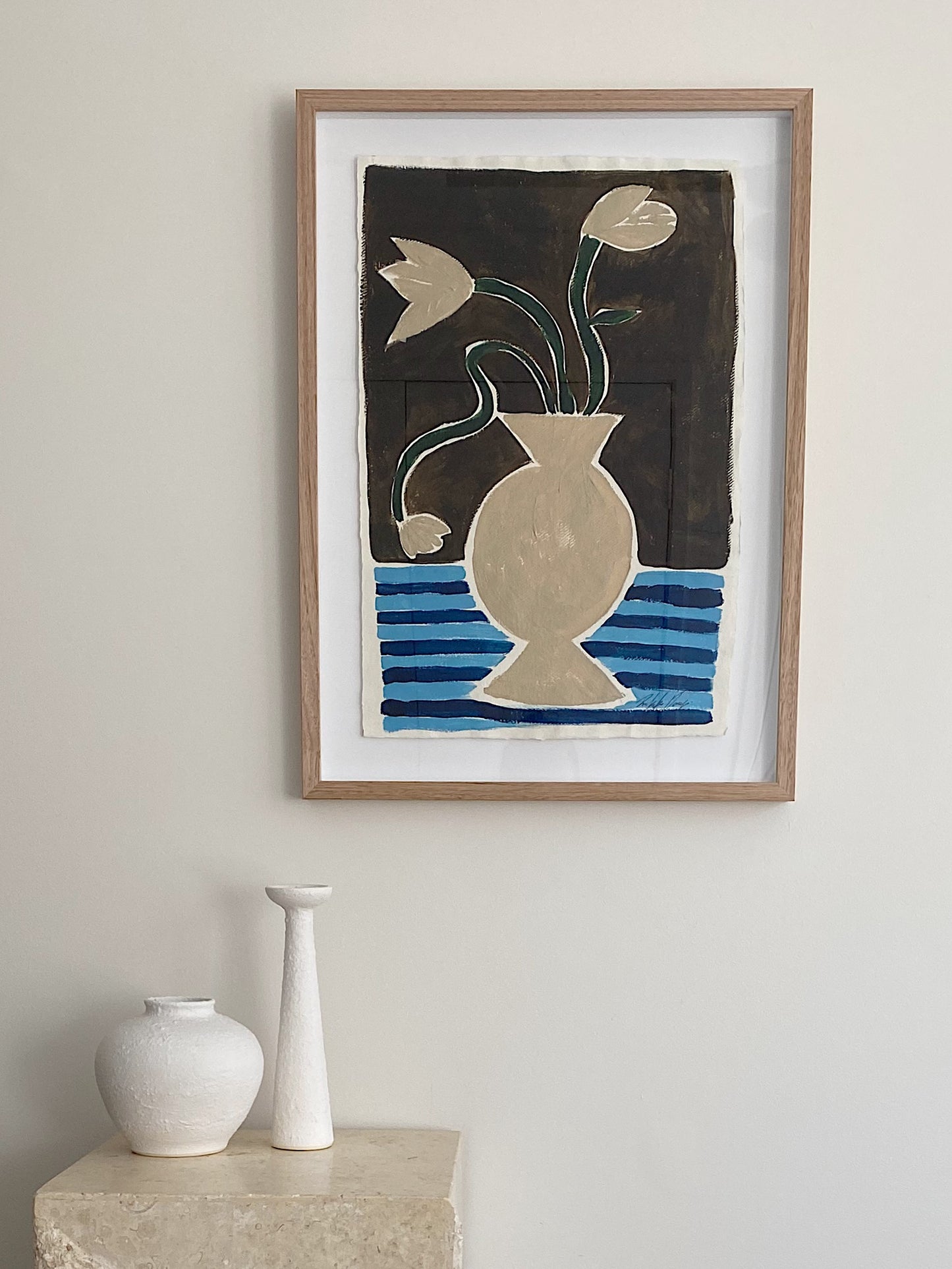 "The way home" - Original acrylic on Cotton Khadi paper, Framed in Tasmanian Oak, 520mm x 700mm.