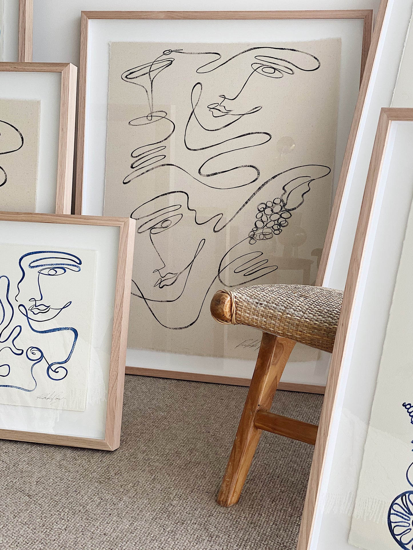 "Primitivo" - Original Acrylic on cotton raw edged fabric, Framed in Tasmanian Oak. 710mm x 900mm