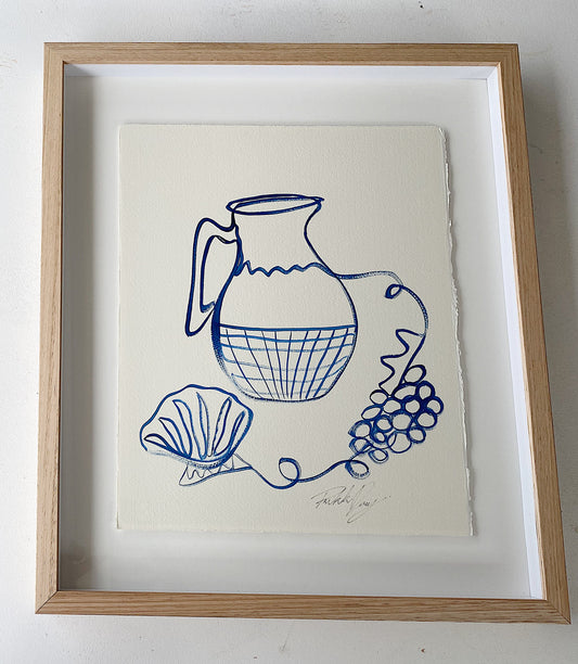 "Salt & Sangria" - Original Acrylic on 300gsm Cold Pressed Paper, Framed in Tasmanian Oak. 520mm x 450mm