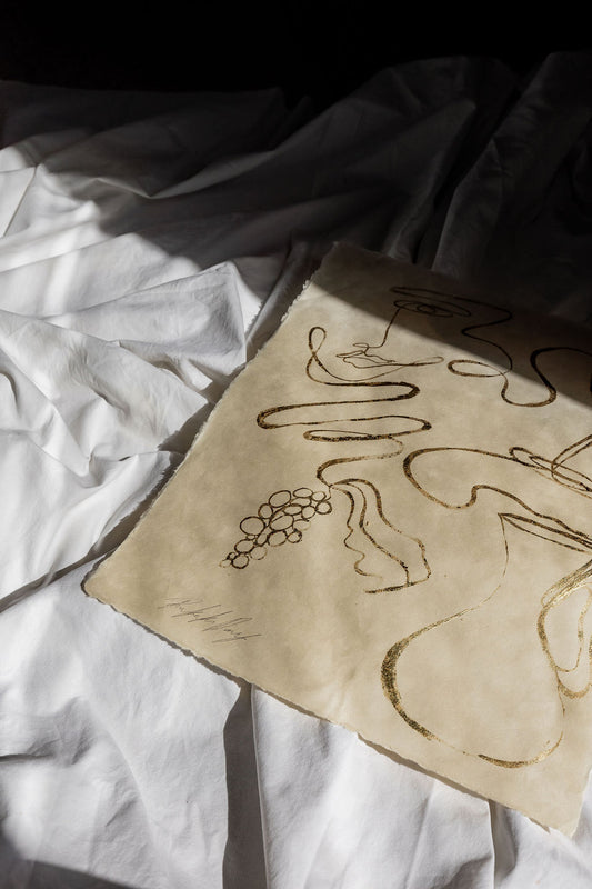 Sangria - Gold leaf on Japanese Awagami Washi paper.