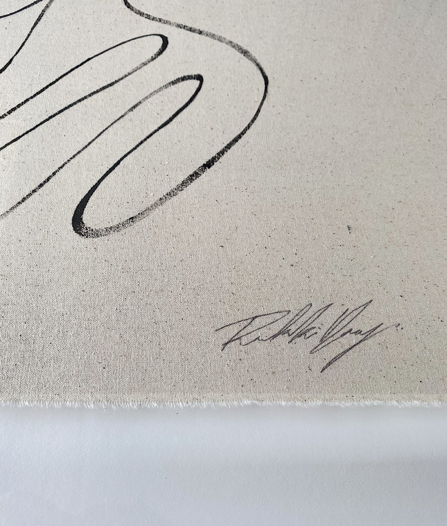 "Significant other" - Original Acrylic on cotton raw edged fabric, Framed in Tasmanian Oak. 760mm x 620mm