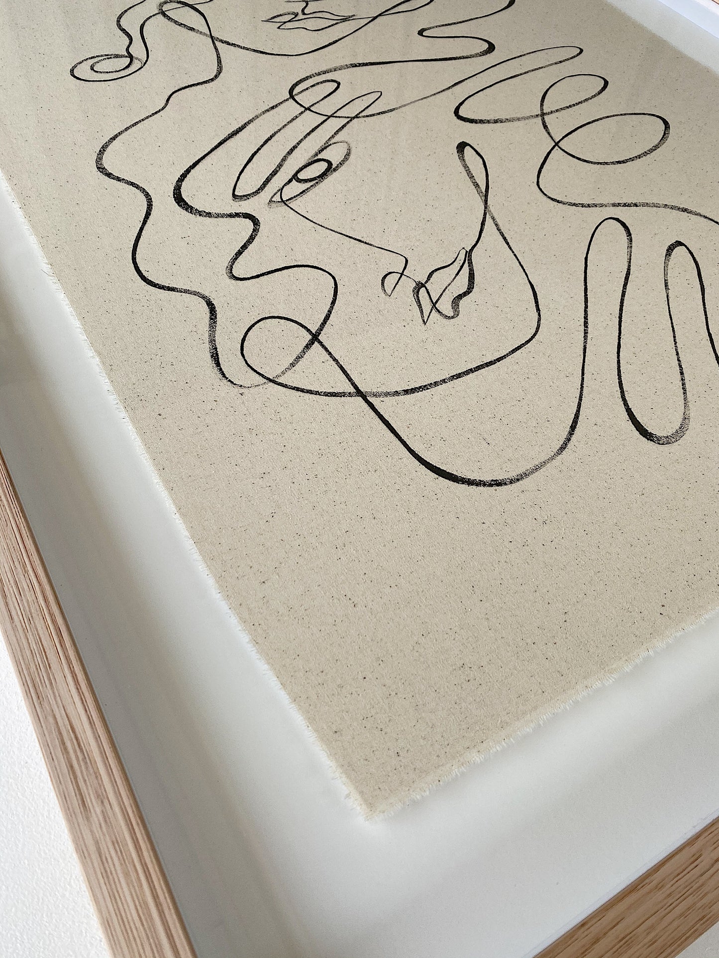 "Significant other" - Original Acrylic on cotton raw edged fabric, Framed in Tasmanian Oak. 760mm x 620mm