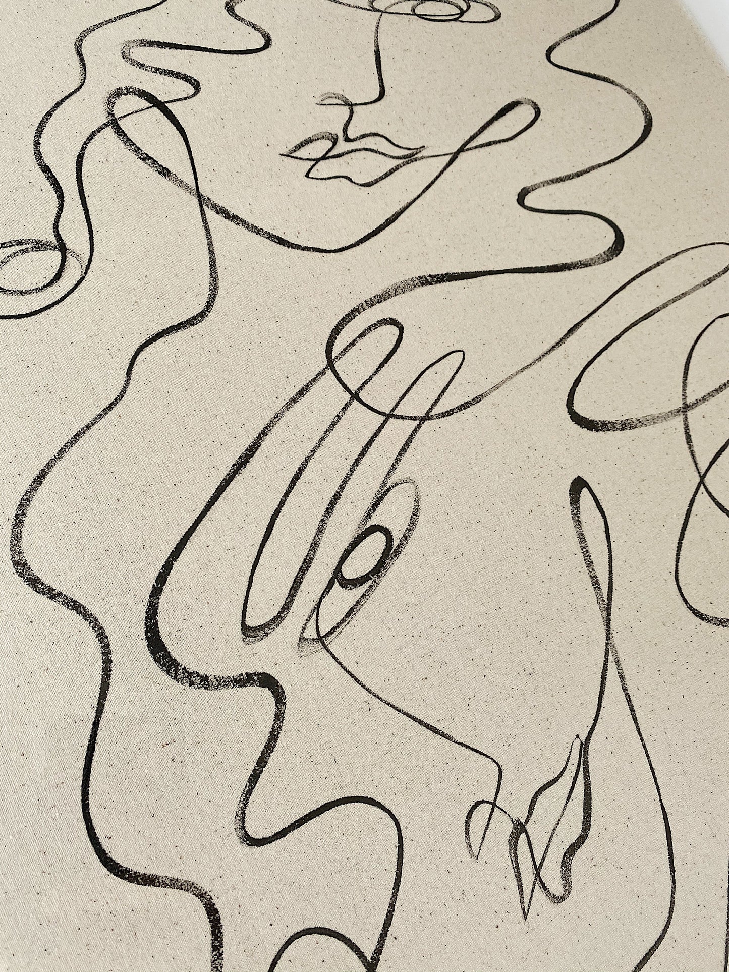 "Significant other" - Original Acrylic on cotton raw edged fabric, Framed in Tasmanian Oak. 760mm x 620mm