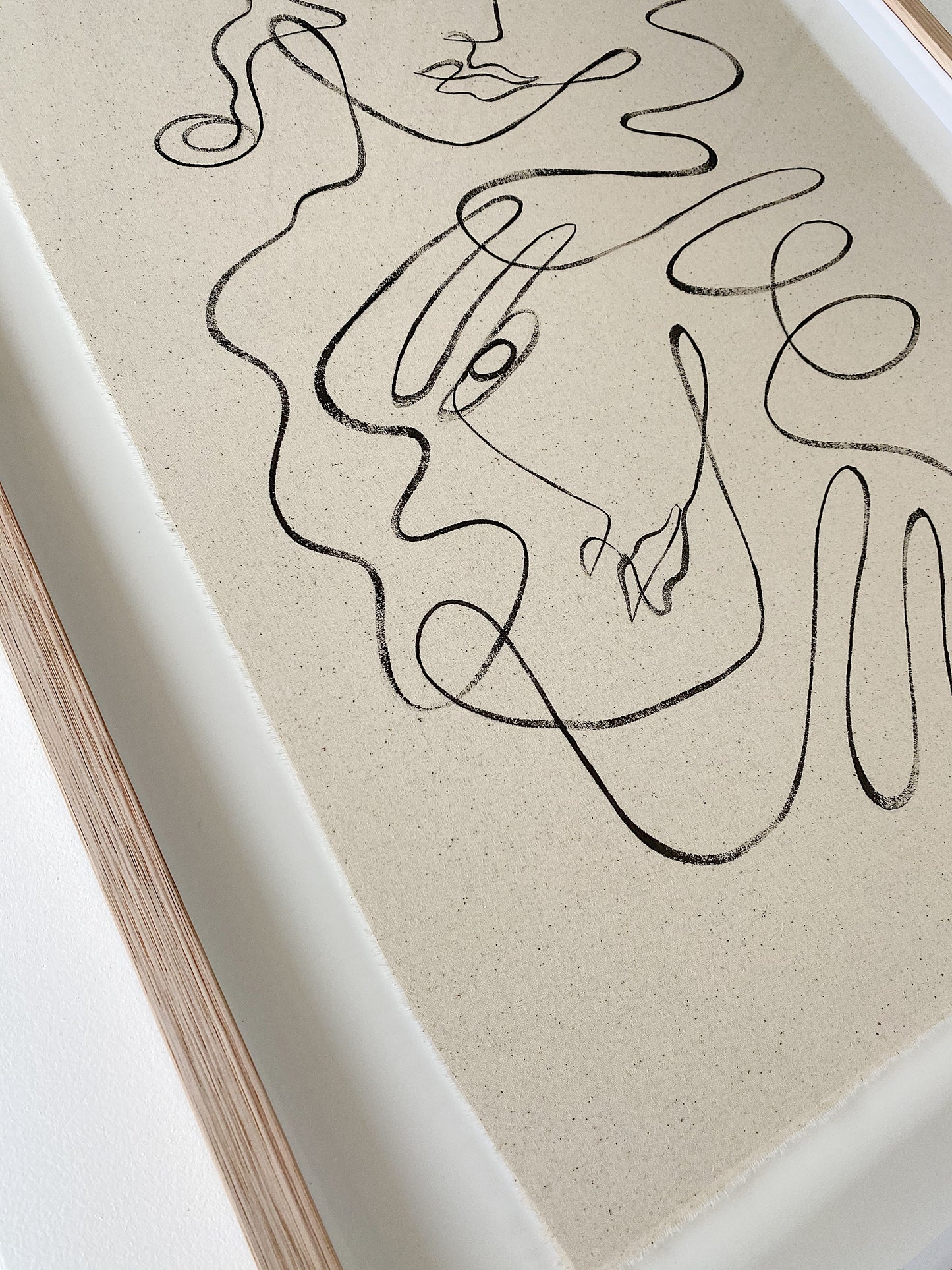 "Significant other" - Original Acrylic on cotton raw edged fabric, Framed in Tasmanian Oak. 760mm x 620mm